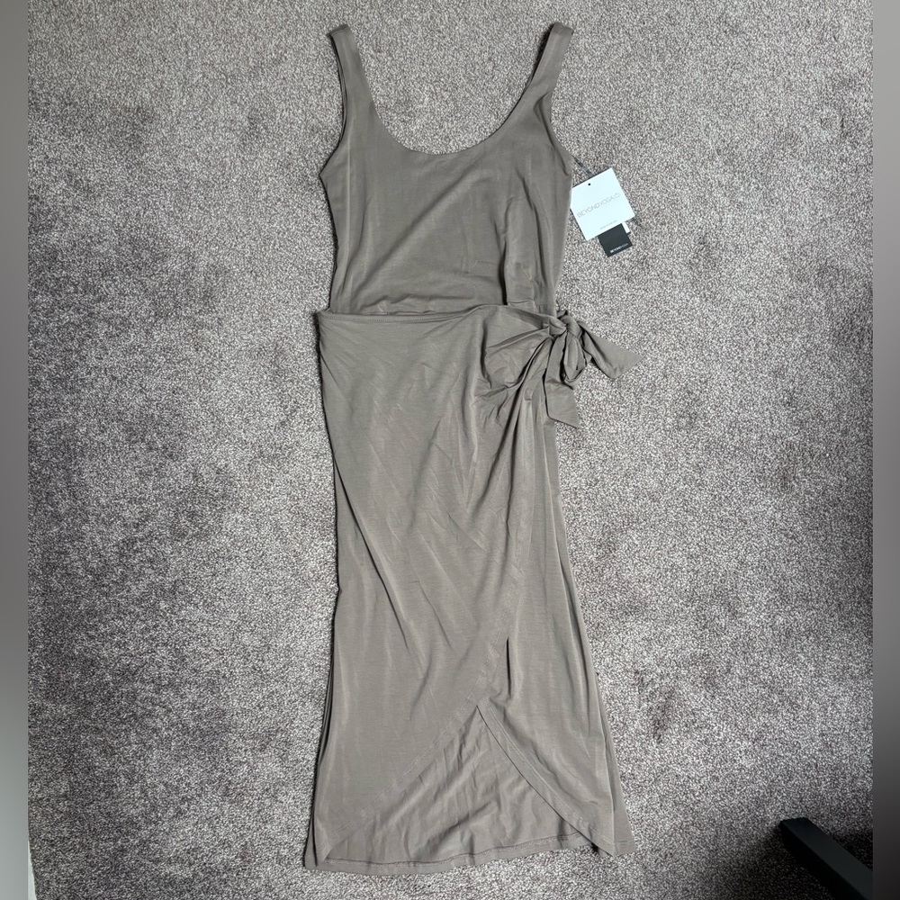 Beyond Yoga Taupe Intrigue Midi Dress